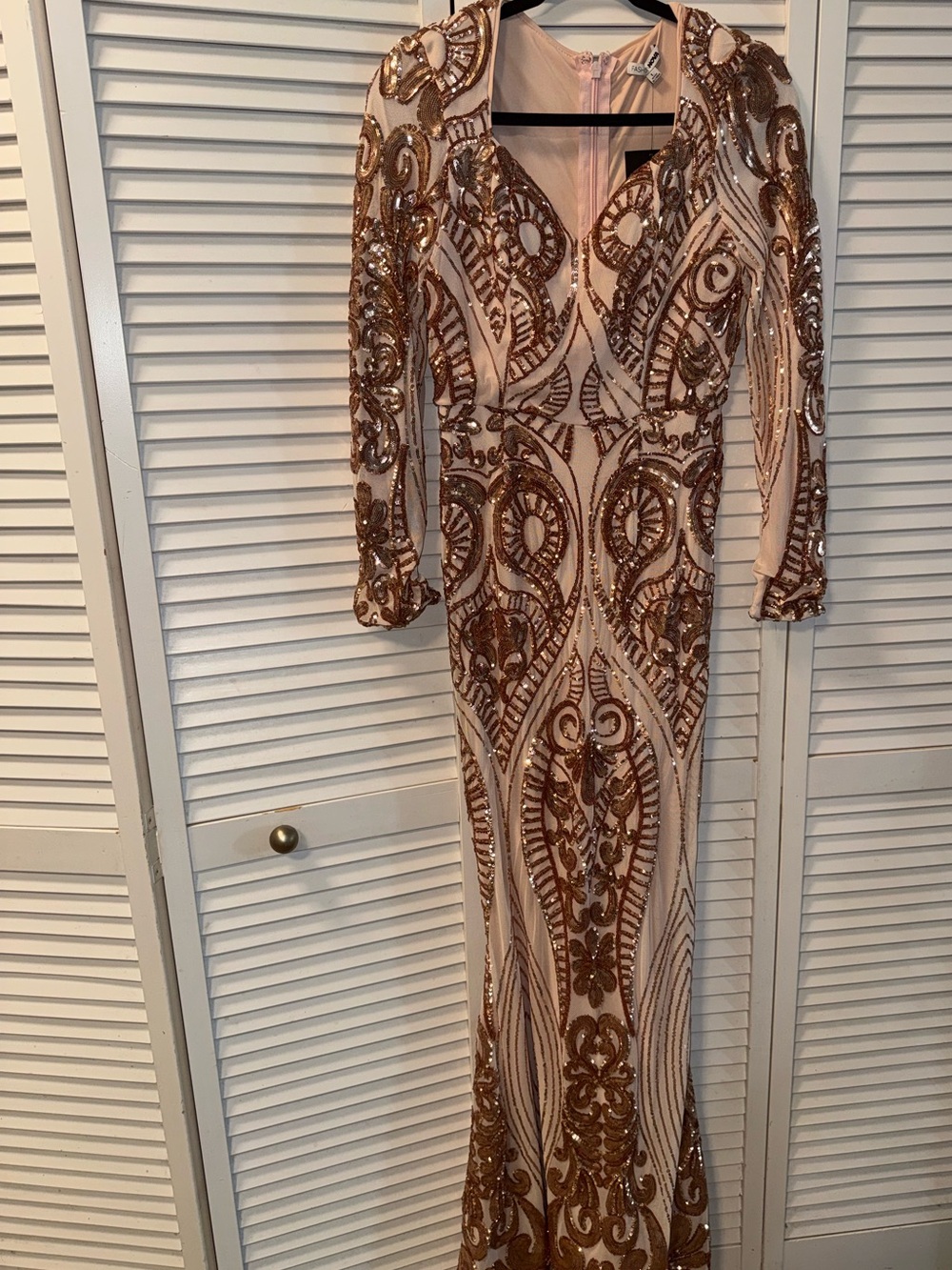 Fashion Nova Queen Vibes Sequin Mermaid Gown Rose Gold